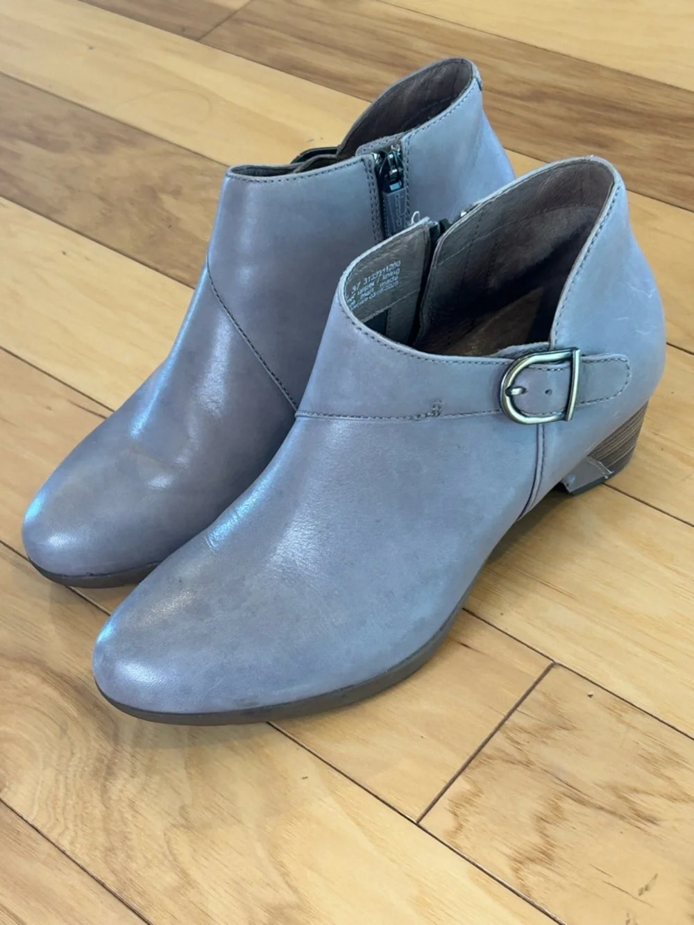 Dansko Darbie Women's Taupe Leather Ankle Booties with Buckle - Picture 9 of 11